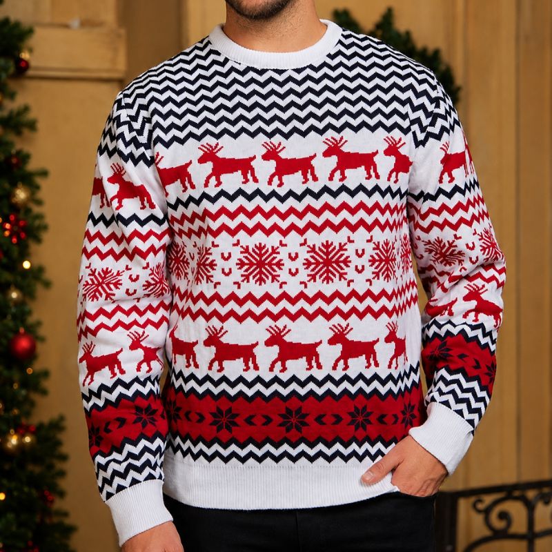 White Snowflake Reindeer Christmas Jumper