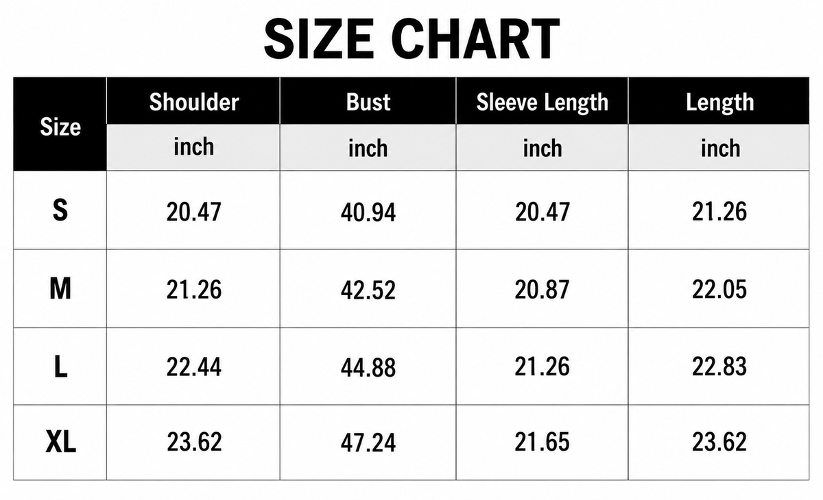 Size Chart Inch