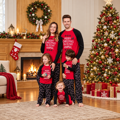 Merry Christmas Ya Filthy Animal Family Matching Christmas Pyjamas
