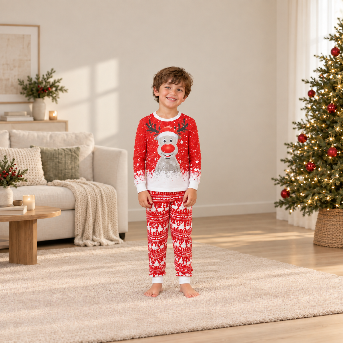 Moose In Snow Family Matching Christmas Pyjamas