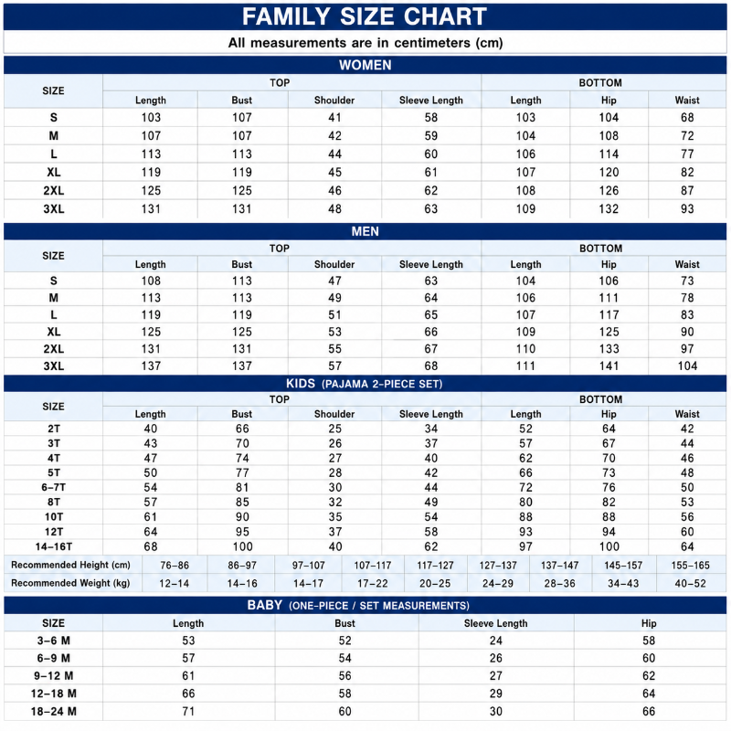 Size Chart CM