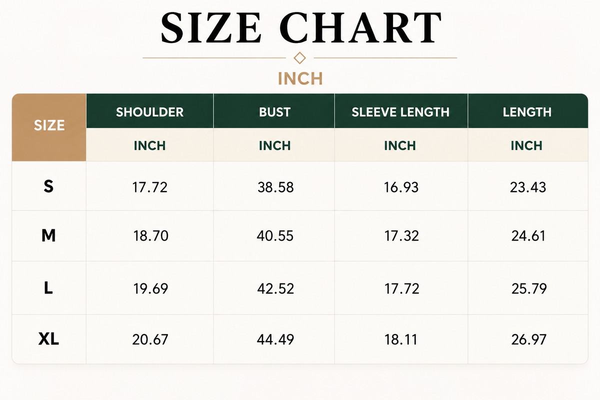 Size Chart Inch