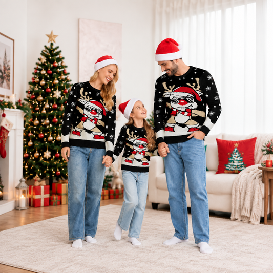 Cool Reindeer Crewneck Family Matching Christmas Jumpers
