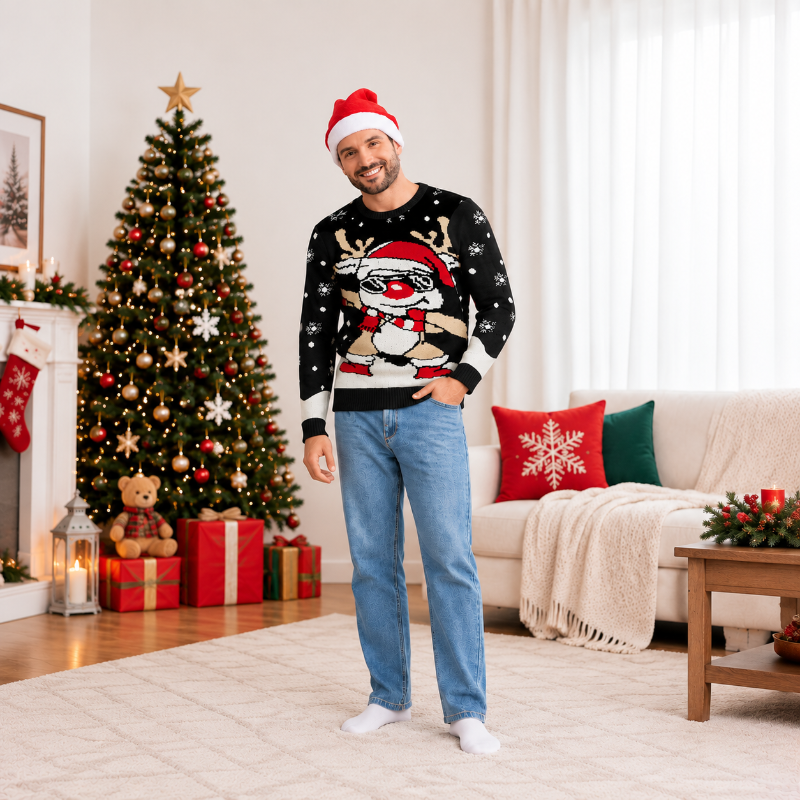 Cool Reindeer Crewneck Family Matching Christmas Jumpers
