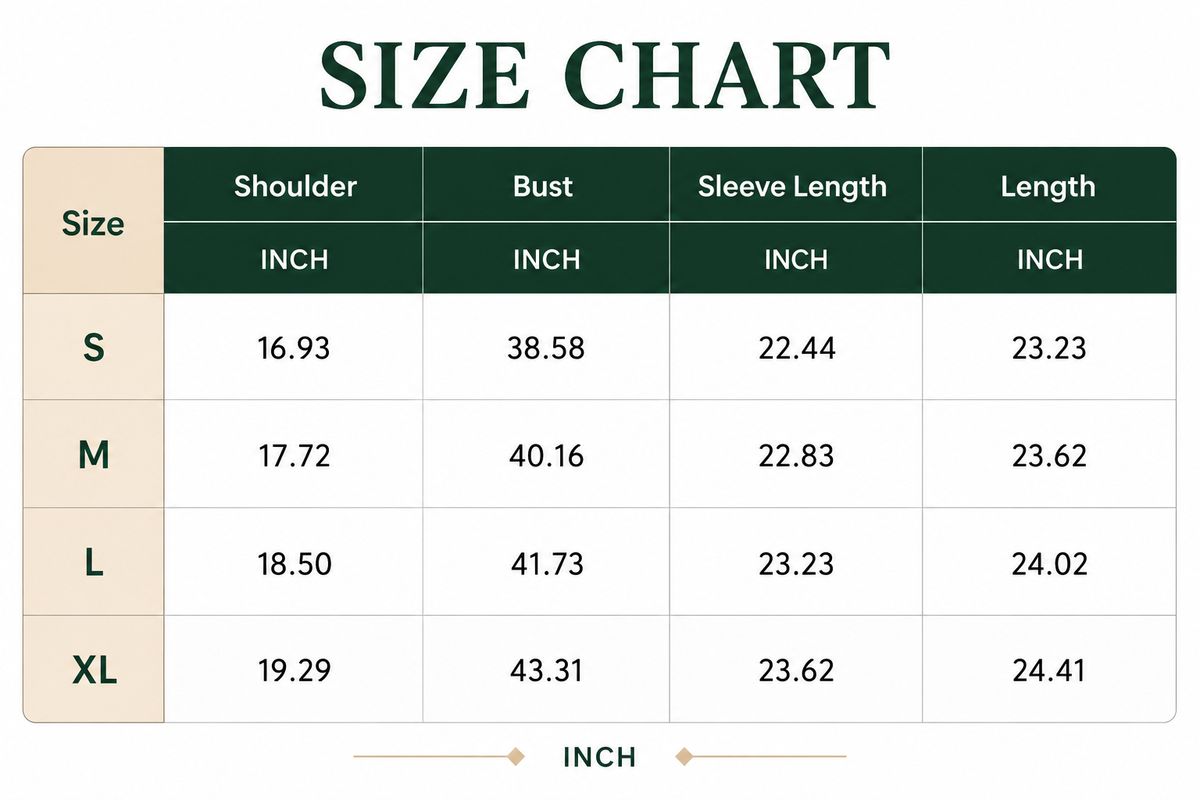 Size Chart Inch