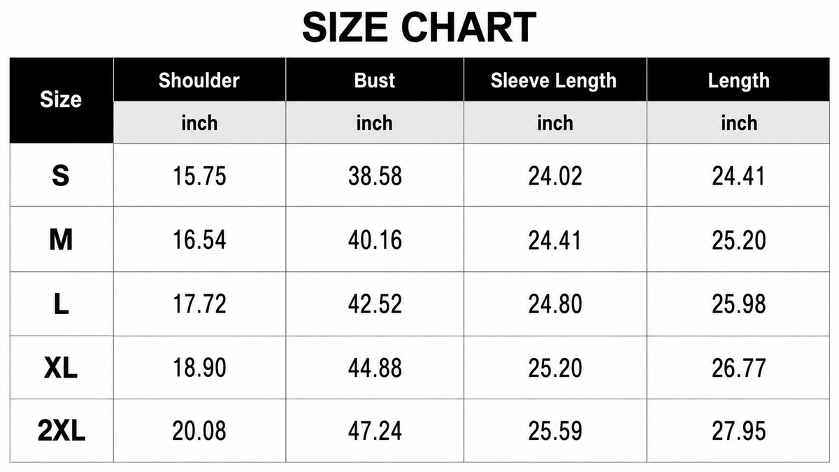 Size Chart Inch