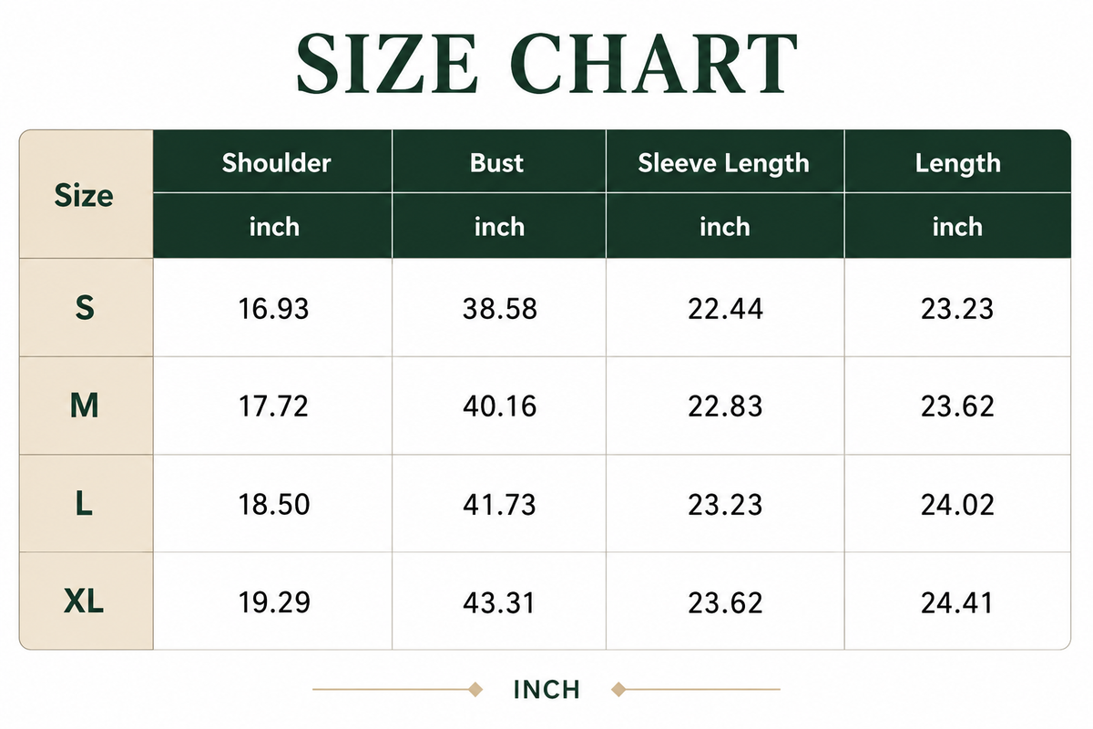 Size Chart Inch
