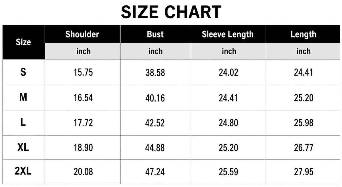 Size Chart Inch