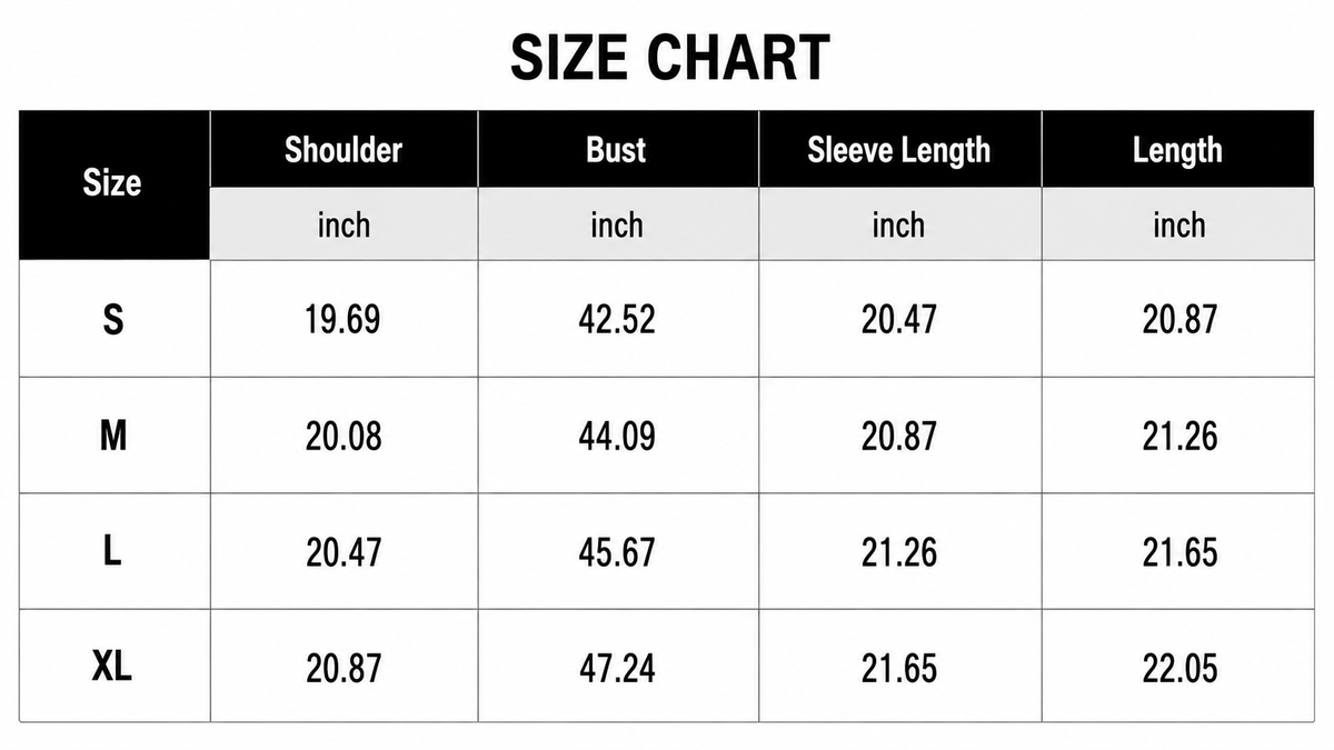 Size Chart Inch