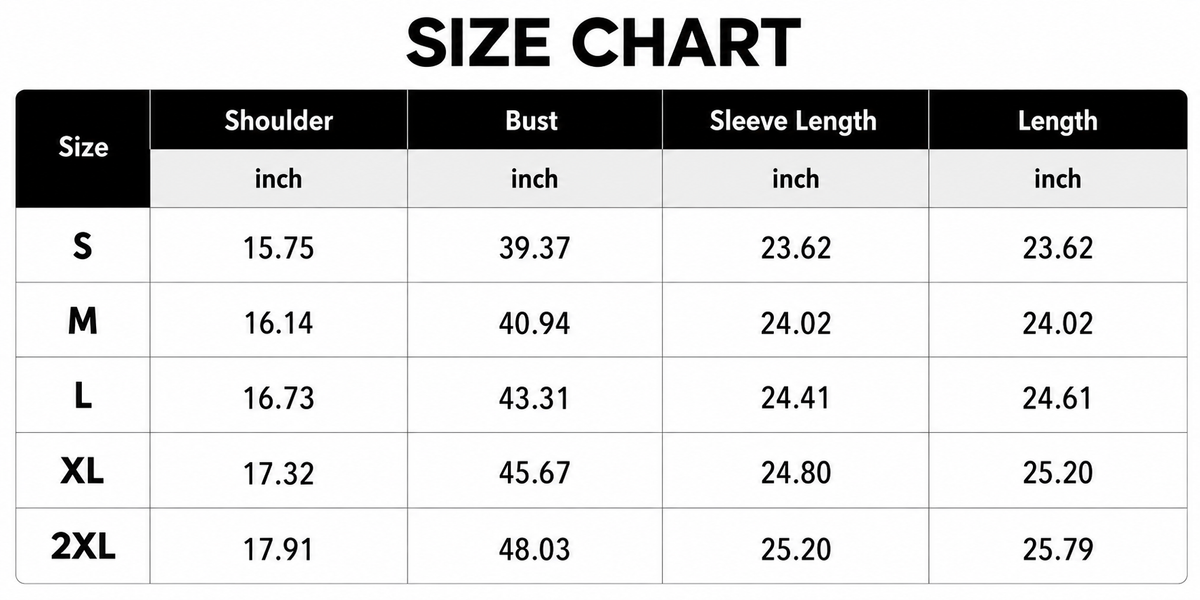 Size Chart Inch