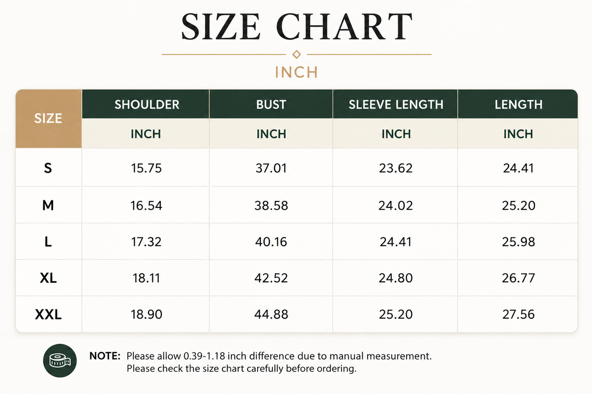 Size Chart Inch