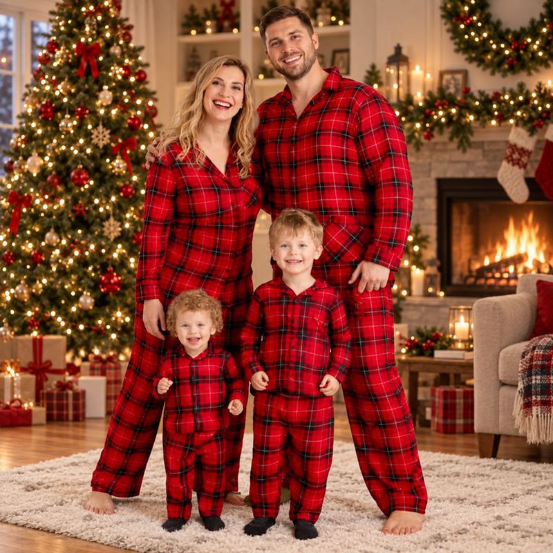 Red Plaid Family Matching Christmas Pyjamas