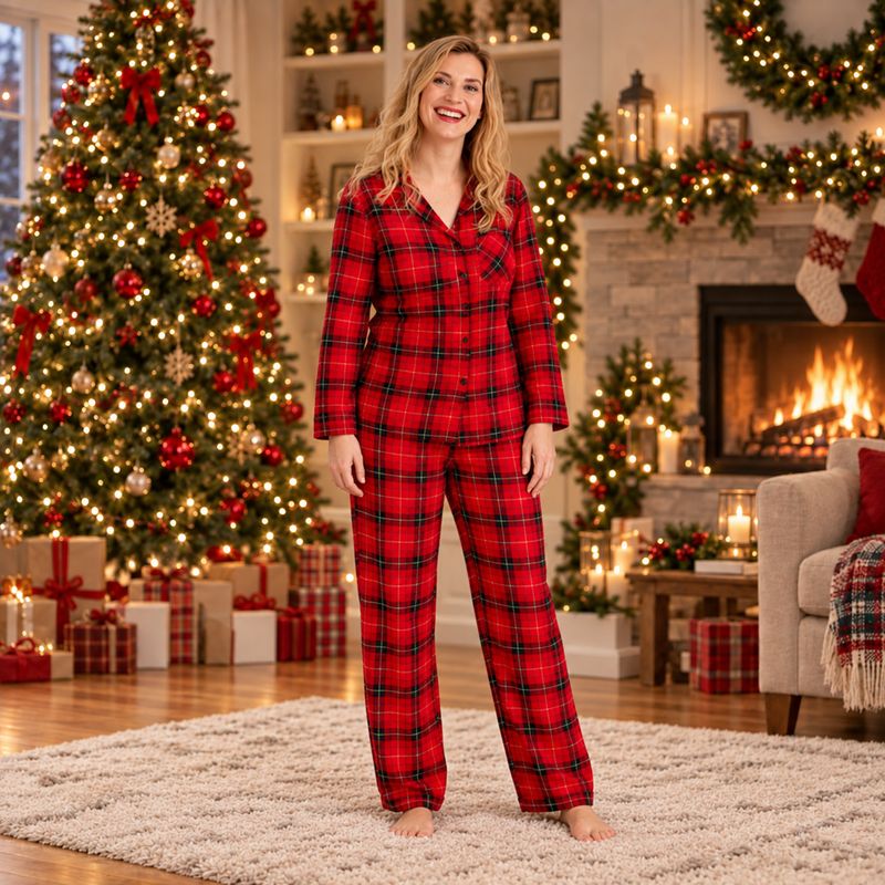 Red Plaid Family Matching Christmas Pyjamas