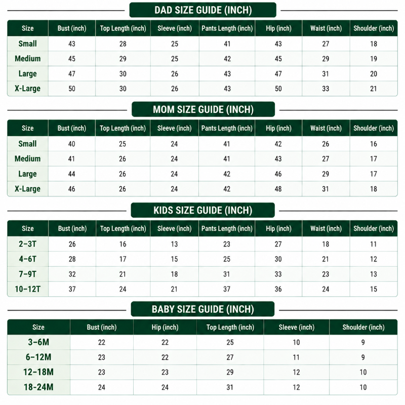 Size Chart Inch