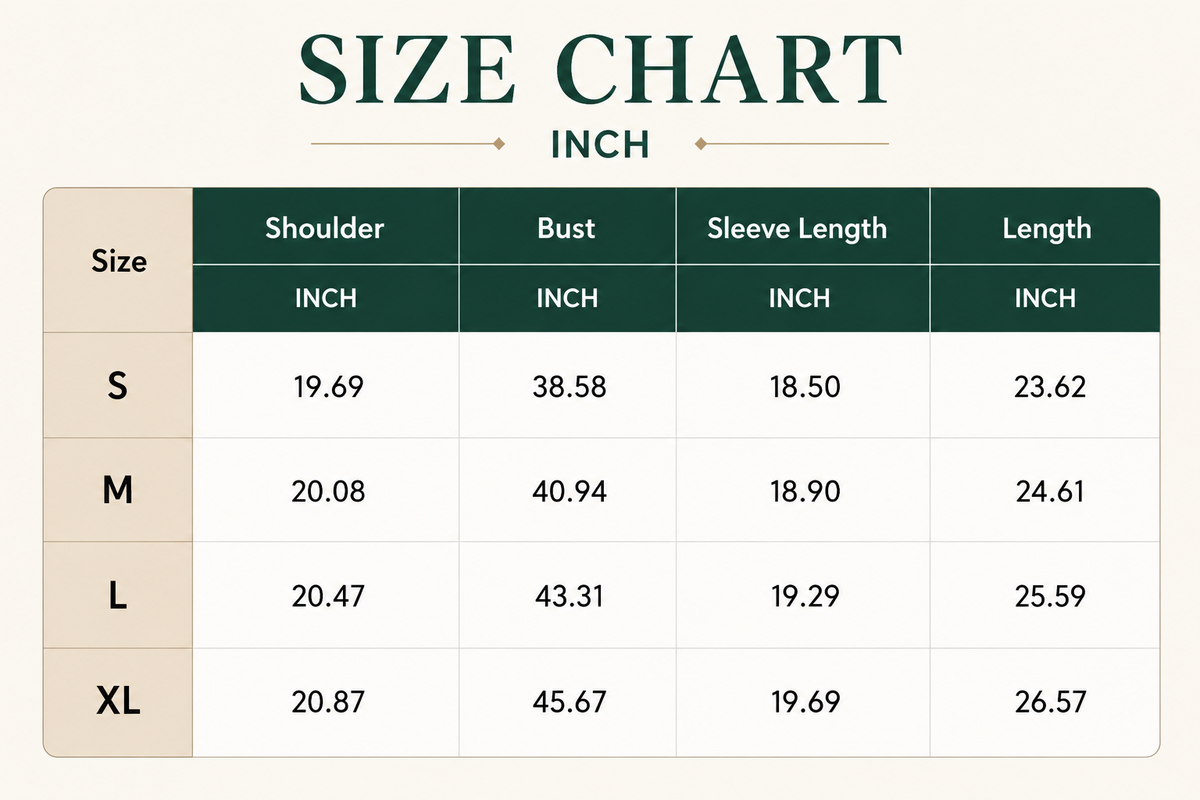 Size Chart Inch