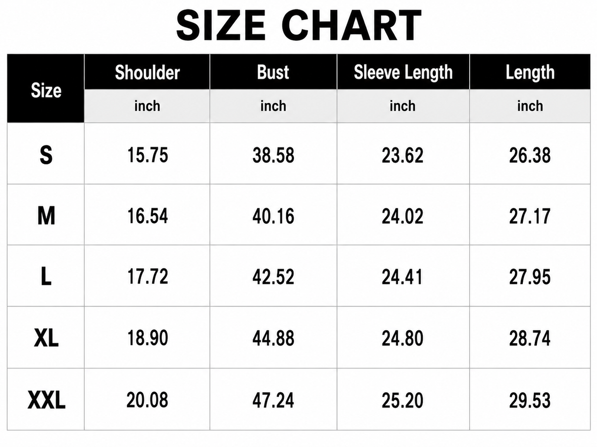Size Chart Inch