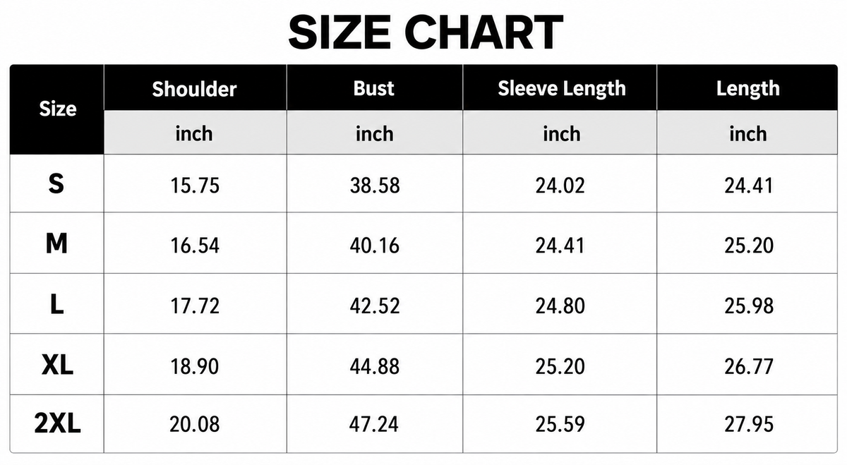 Size Chart Inch