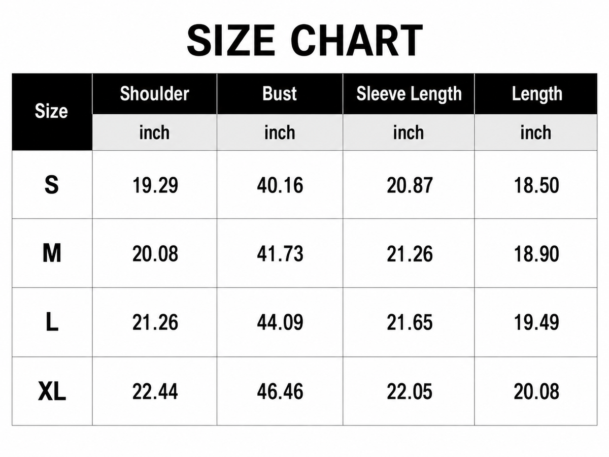Size Chart Inch