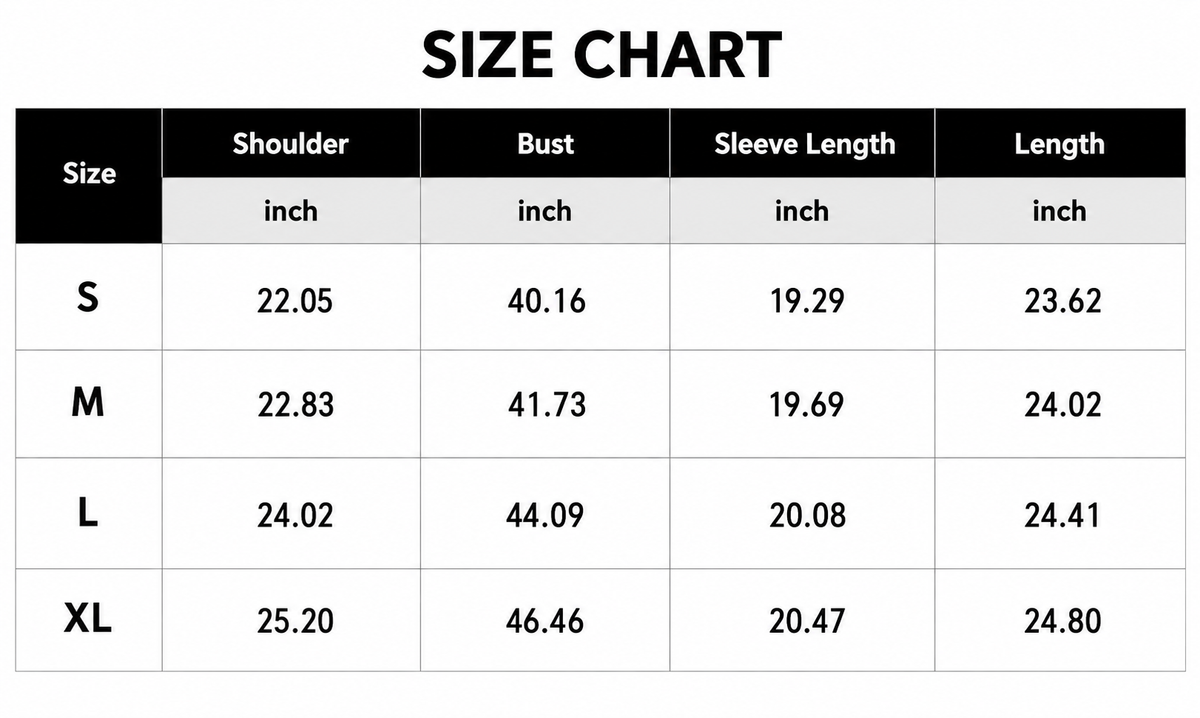 Size Chart Inch