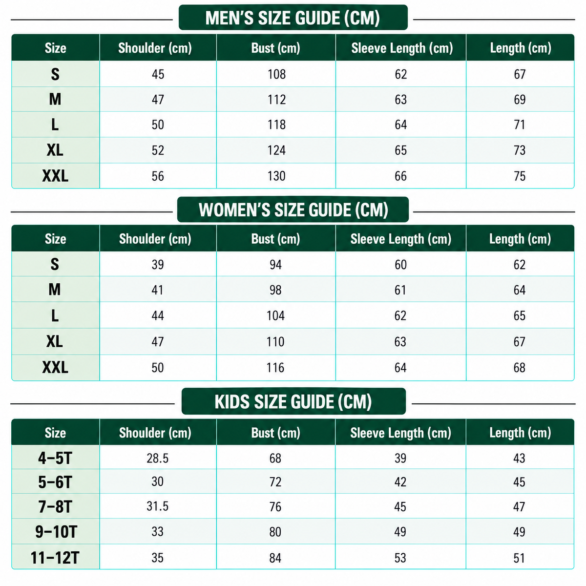 Size Chart CM
