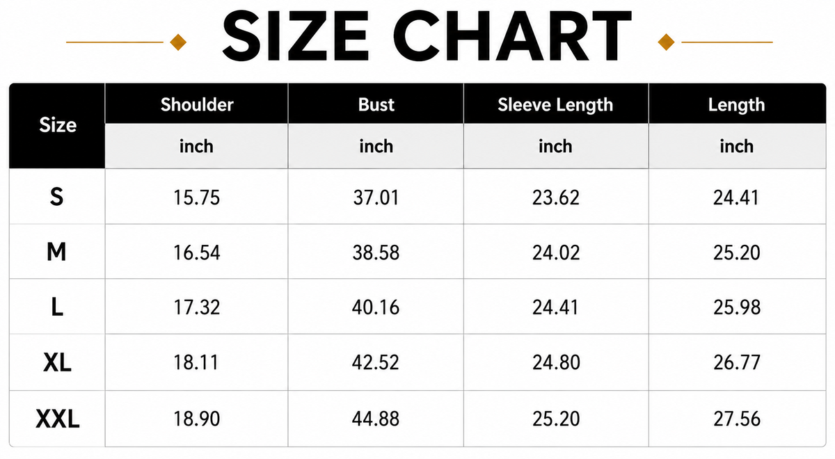 Size Chart Inch