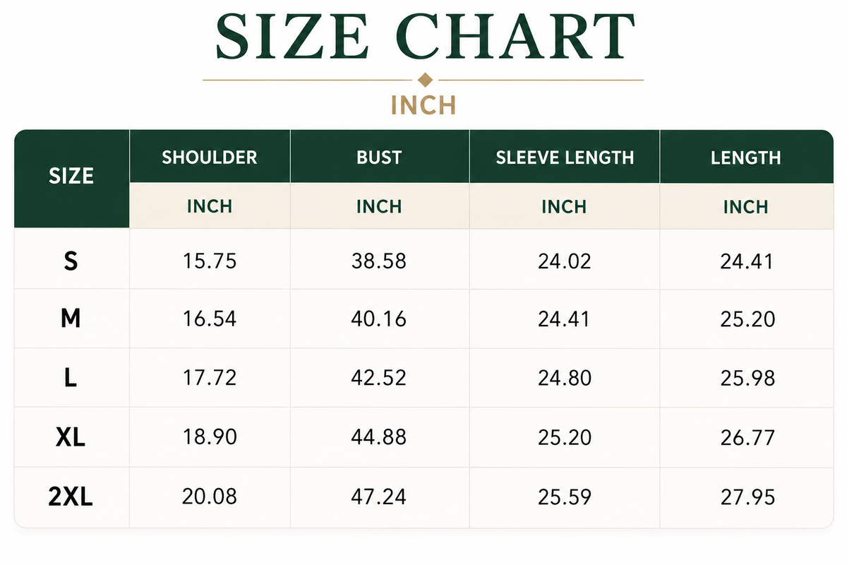 Size Chart Inch