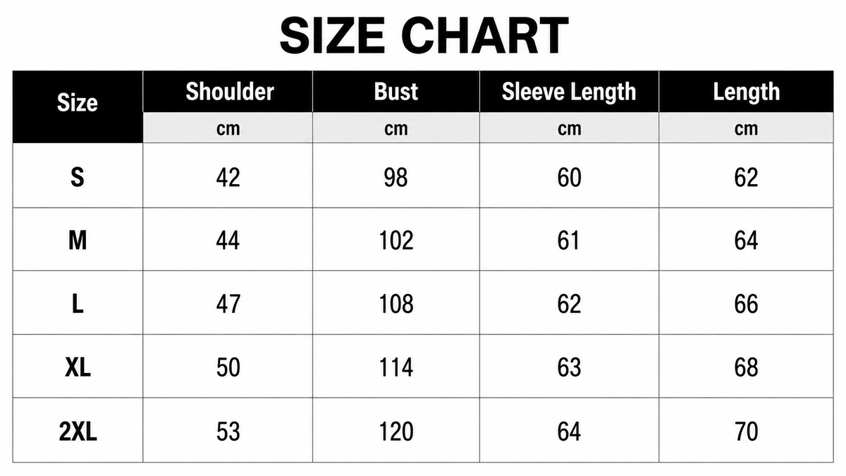 Size Chart CM