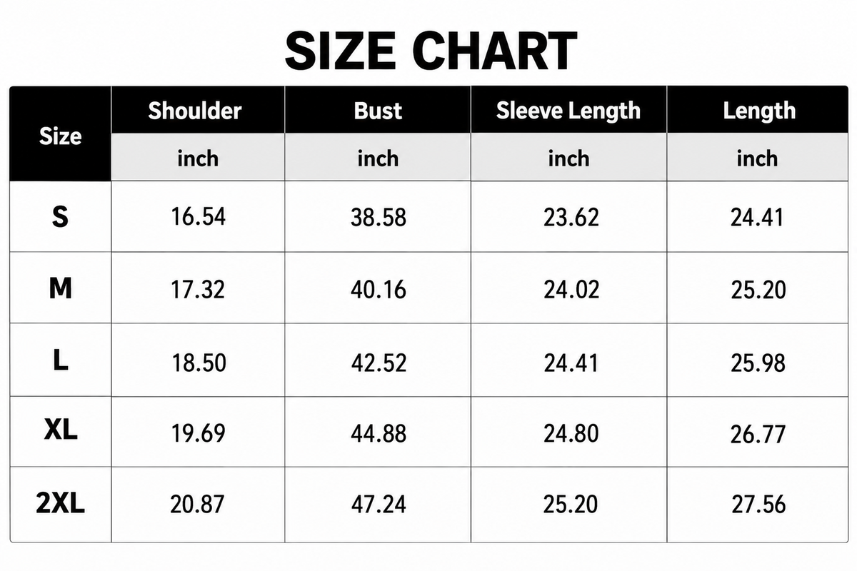 Size Chart Inch
