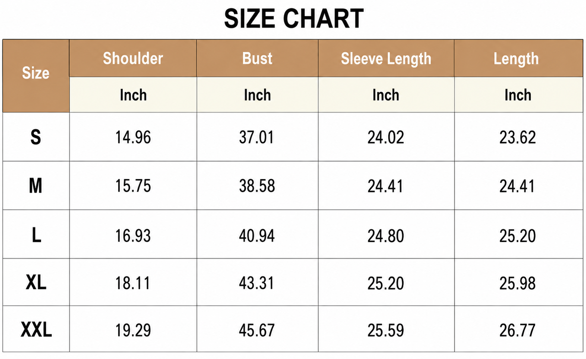 Size Chart Inch