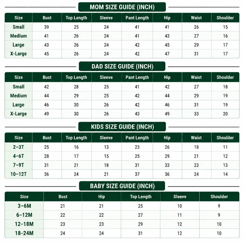 Size Chart Inch